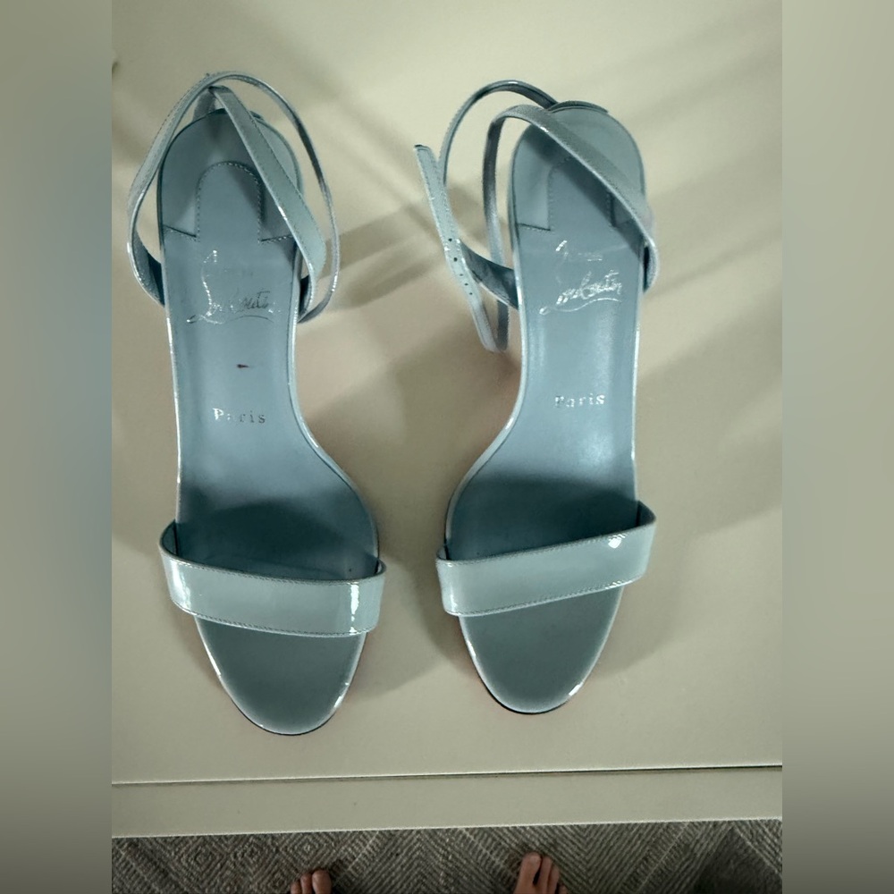 Christian Louboutin Light Blue Patent Leather Strappy Sandals